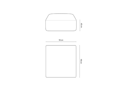Cosmopolitan Design Poef Campi ribfluwelen zwart - 90x90x40cm