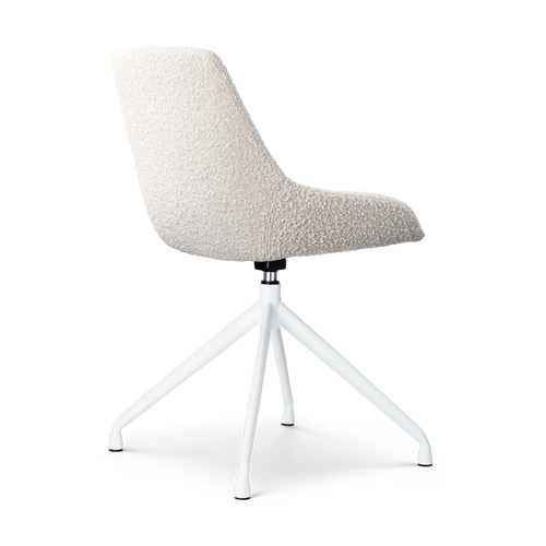 Nolon Nola-Isa Eetkamerstoel Bouclé Beige - Draaibaar Wit Onderstel - vtwonen shop