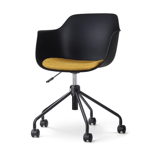 Nolon Nout-Liz Bureaustoel Zwart - Okergeel Kussen - Zwart Onderstel