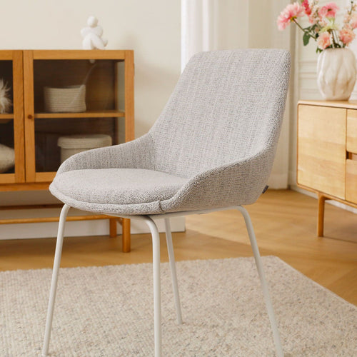 Nolon Nora-Isa Eetkamerstoel Beige Gemêleerd - Stof - Wit Onderstel