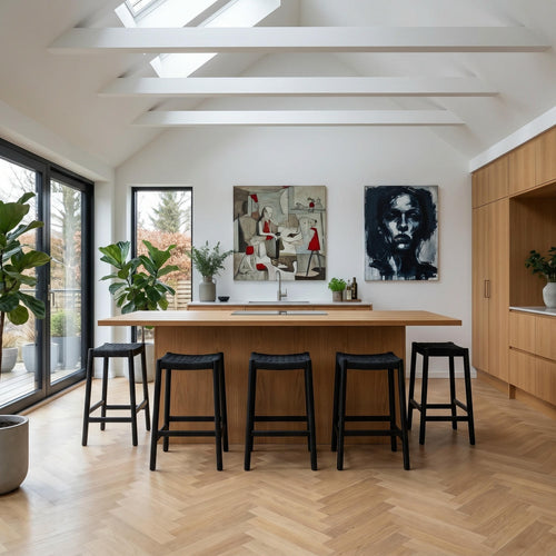 Furnhouse barkruk Ida - Zwart - Papiergaren - Set van 4