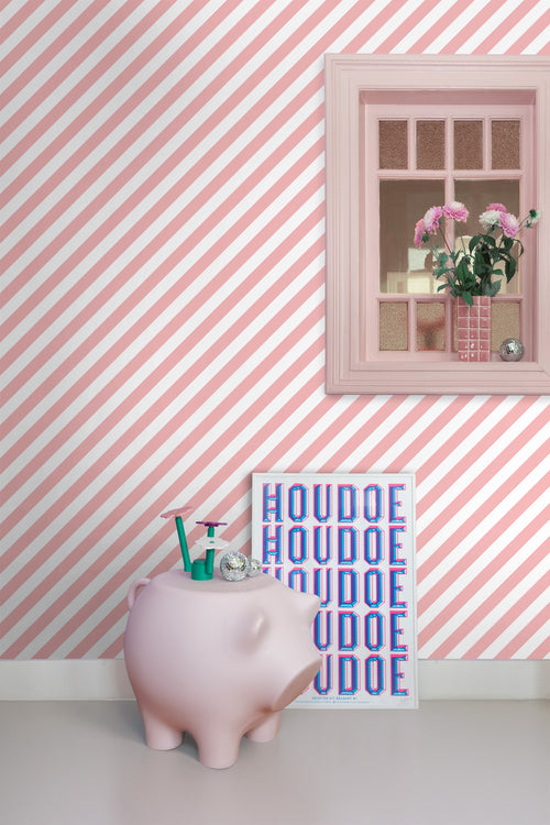 ESTAhome behang strepen roze en wit - 50 x 900 cm - 139953 - vtwonen shop