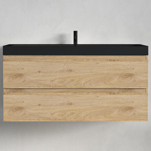 LOMAZOO badkamermeubel Monaco - zwevend - zwart - licht eiken - 100 cm