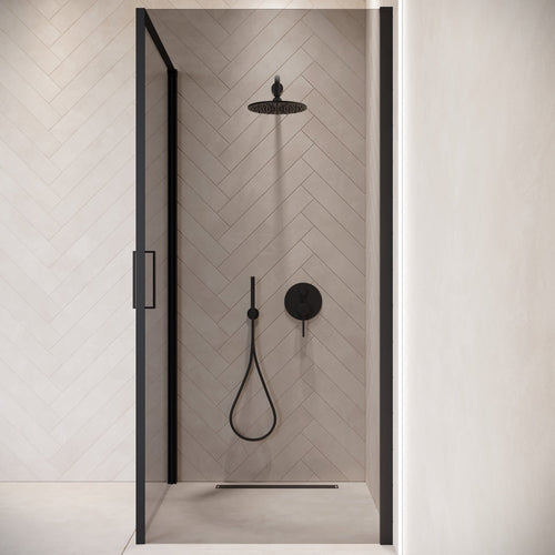 Badplaats Douchecabine Alava 100 x 100 x 190 cm – Zwart met Rookglas – Douchewand met Draaideur