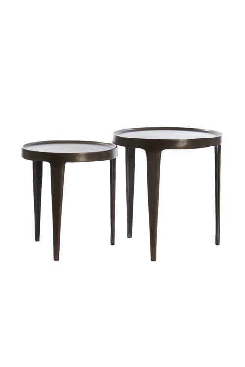Light & Living bijzettafel TOBIAS - Ø43x45.5cm - bruin - Set van 2