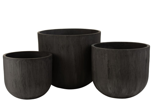 J-Line bloempot Rond Hoog - keramiek - zwart - 3 stuks - Ø 50 cm - vtwonen shop