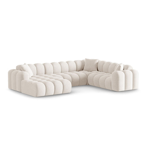 Cosmopolitan Design - Panoramische hoekbank rechts Treno 4-zits, chenille lichtbeige - 240x330x70cm