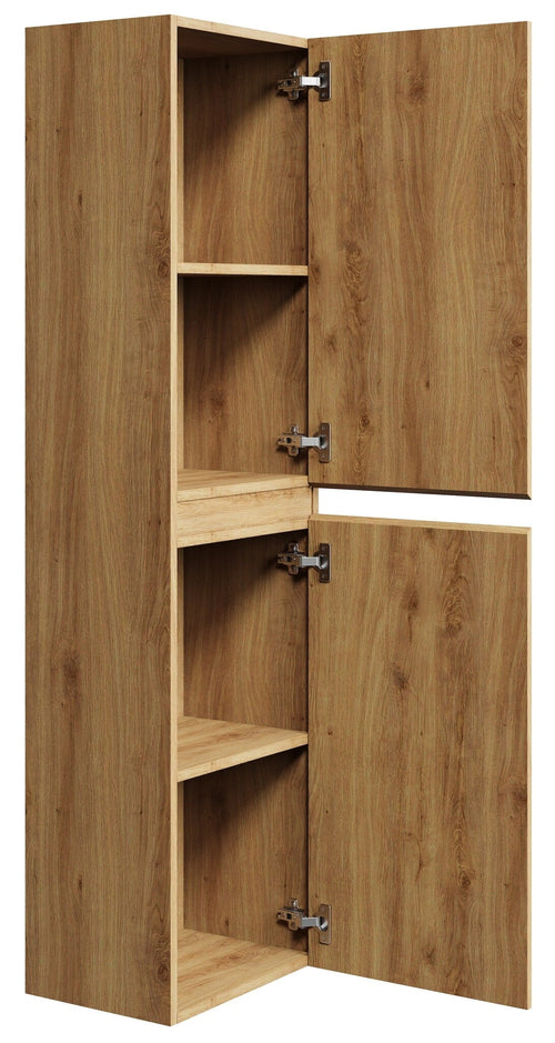 Badplaats Badkamerkast Angela 40 x 35 x 170 cm – Eiken – Hangende Kolomkast met 2 Deuren