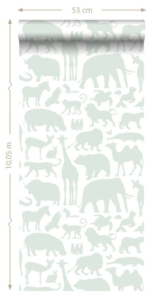 ESTAhome behang dieren mintgroen - 53 cm x 10.05 m - 139053