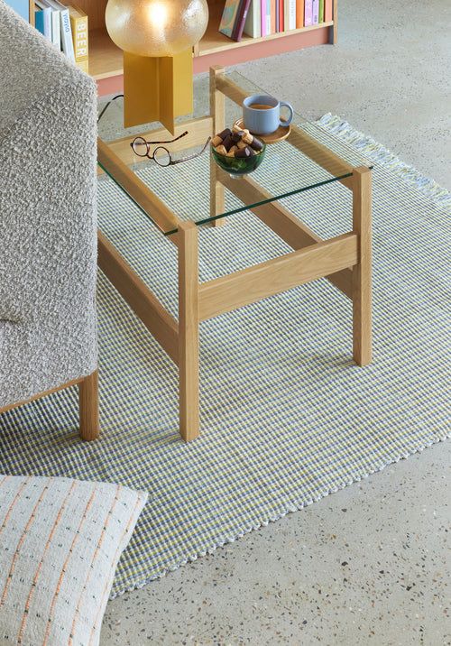 Hübsch bijzettafel Ledge - glas/eikenhout - 66x52xh45cm