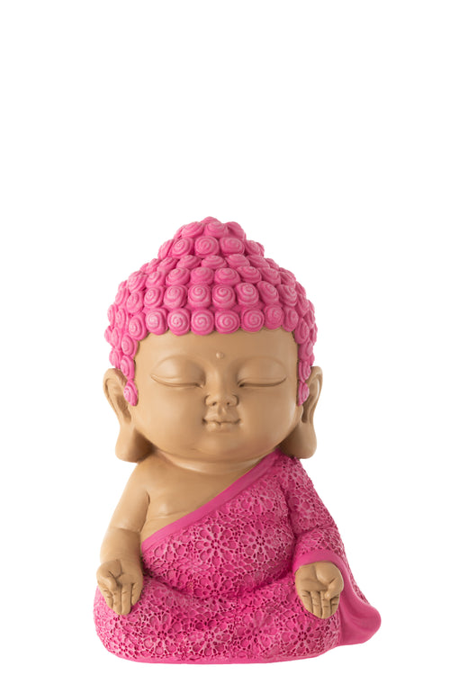 J-Line figuur Monnik Zen - polyresin - roze