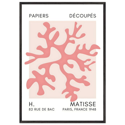 Artfulprints Poster met Lijst Matisse – Dreamy coral flower taupe   - 70x100 cm - Taupe