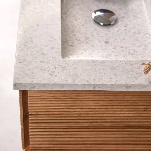 Tikamoon Badkamermeubel van massief eiken en moon premium terrazzo 60 cm - Naturel - vtwonen shop