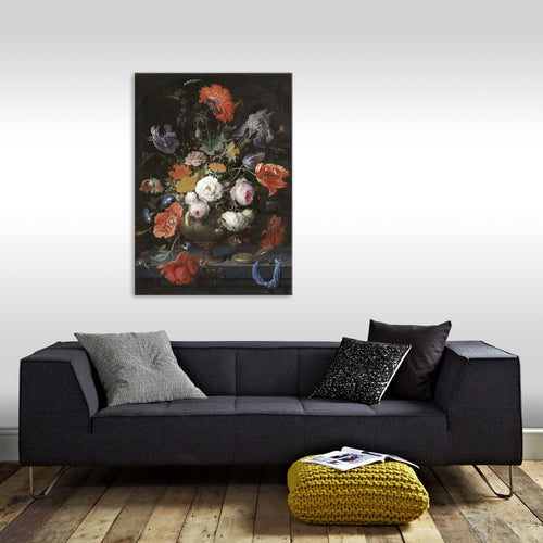 Art for the Home Canvas - Stilleven Bloemen en Horloge - 100x70cm - vtwonen shop