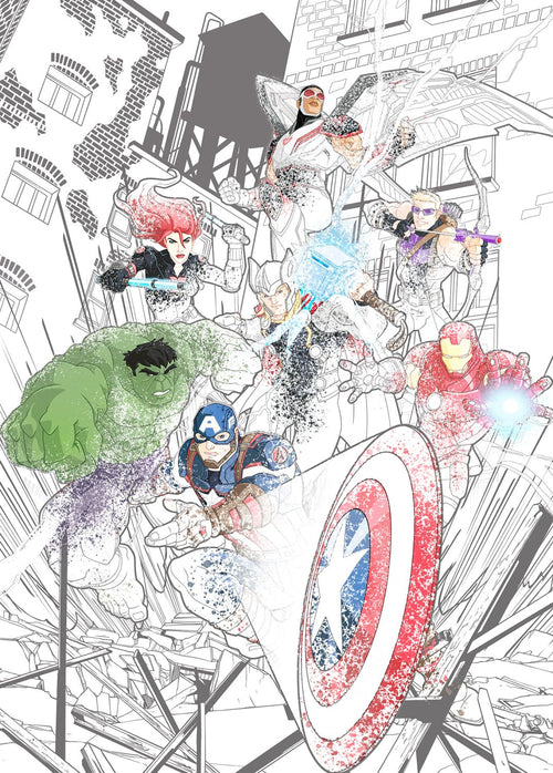 Sanders & Sanders fotobehang The Avengers multicolor op wit - 200 x 280 cm - 612087
