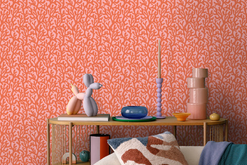 ESTAhome behang koraal oranje en roze - 50 x 900 cm - 131015