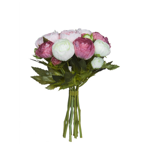 Mica Decorations Ranonkels Kunstbloemen Boeket - H22 x Ø19 cm - Roze