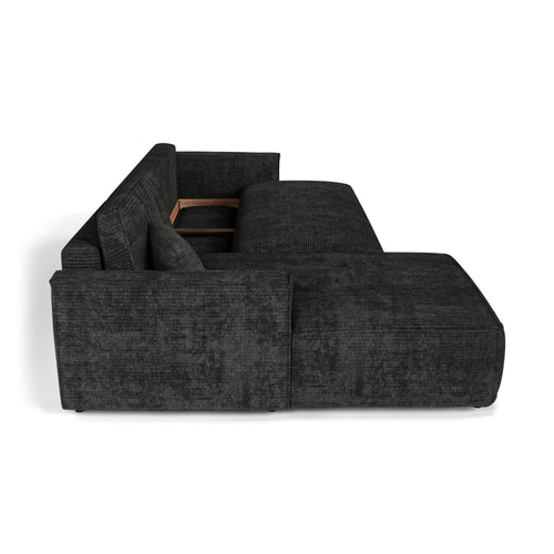 Premium Interiors - Linkshoekbank met slaapfunctie en opbergruimte  - corduroy zwart 297cm