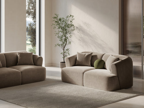 Cosmopolitan Design Modulaire bank Campi 2-zits, flueel donkerbeige - 90x180x70cm