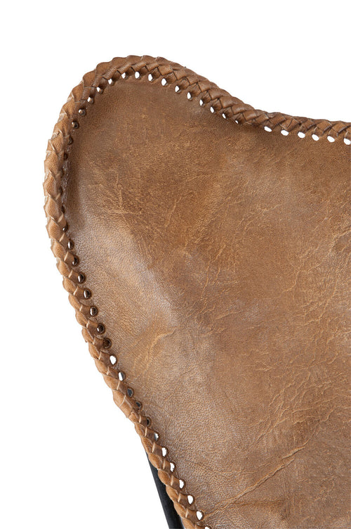 J-Line loungestoel voor binnen - leer/metaal - cognac - vtwonen shop