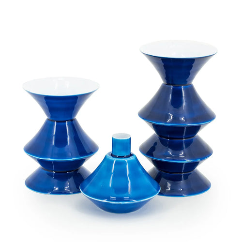 FurniLux Kaarsenhouder set van 3 yack - blauw - 10x10x19 cm - vtwonen shop
