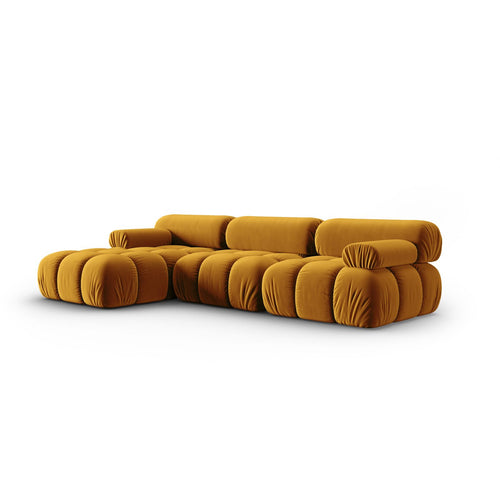 Cosmopolitan Design - Modulaire hoekbank links Cortina 4-zits, flueel geel - 155x282x70cm