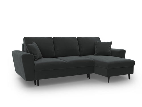 Cosmopolitan Design Omkeerbare converteerbare hoekbank met opbergdoos Kyoto 4-zits, flueel donkergrijs - 145x241x88cm