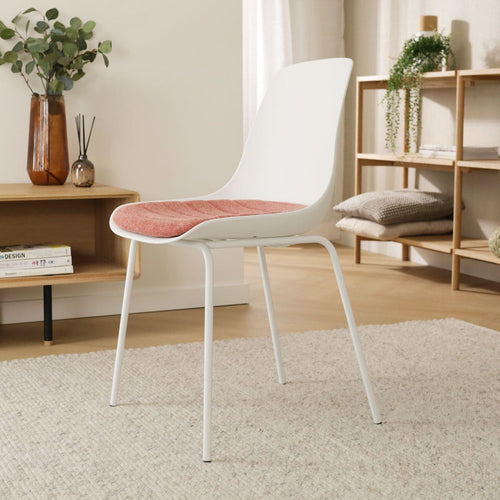 Nolon Nora-Liv Eetkamerstoel Wit - Terracotta Kussen - Witte Poten - vtwonen shop