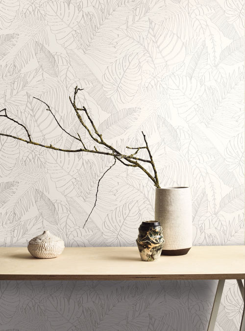 Masureel behang bladeren grijs - 53 cm x 10.05 m - 631942 - vtwonen shop