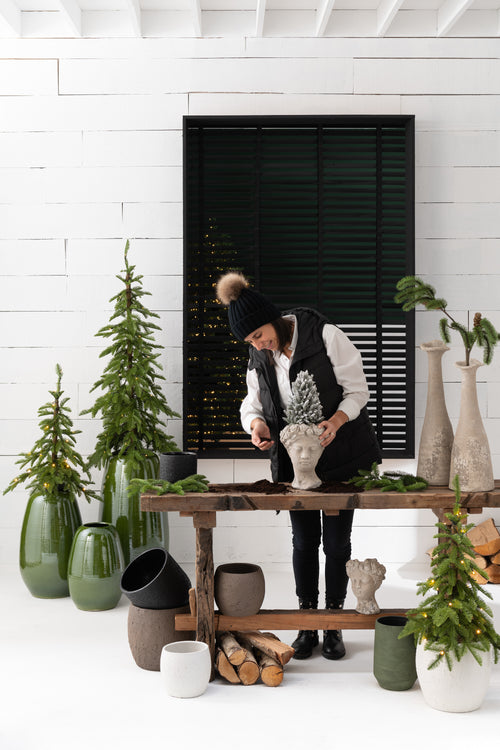 J-Line bloempot Enya - keramiek - bruin - medium - Ø 20 cm - vtwonen shop