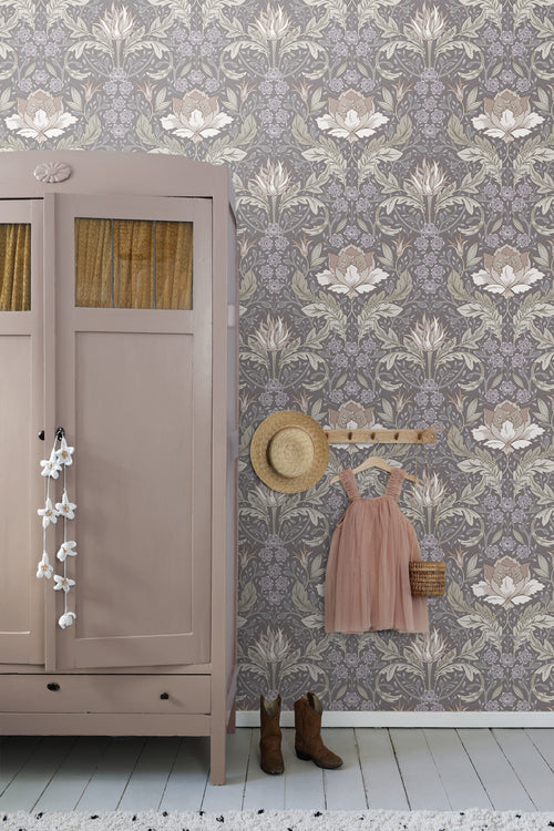 ESTAhome behang vintage bloemen in art nouveau stijl groen en grijs - 50 x 900 cm - 131079 - vtwonen shop