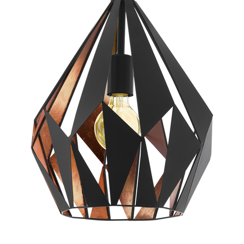 EGLO hanglamp Carlton 1 - e27 - ø 31 cm - zwart/koper - vtwonen shop