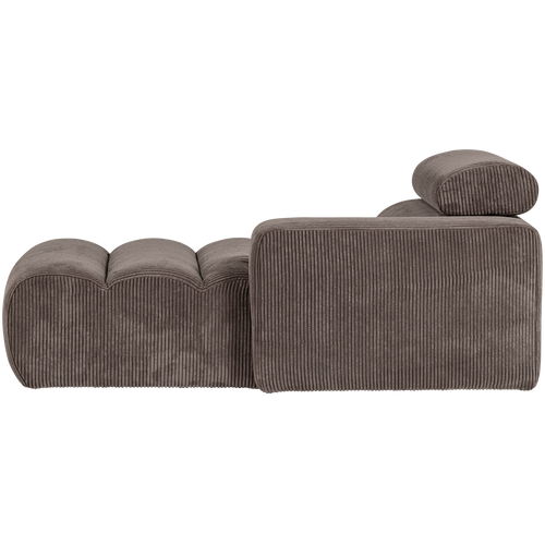 WOOOD chaise longue element arm rechts Novi - Ribstof - Grijsbruin - 86x109x173 - vtwonen shop