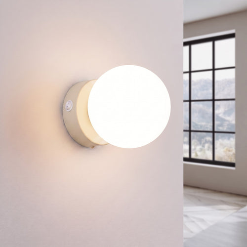 Sollux Lighting Wandlamp YOLI 1 beige met schakelaar - 12x14x12cm