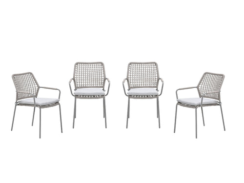 Garden Impressions Swifty tuinstoelen set van 4 – taupe / rope natural sand