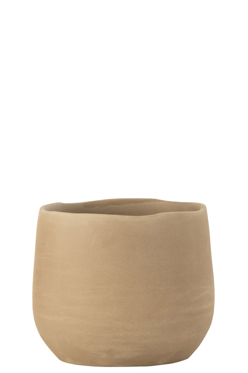 J-Line bloempot Effen - keramiek - beige - medium - 2 stuks - Ø 18 cm - vtwonen shop
