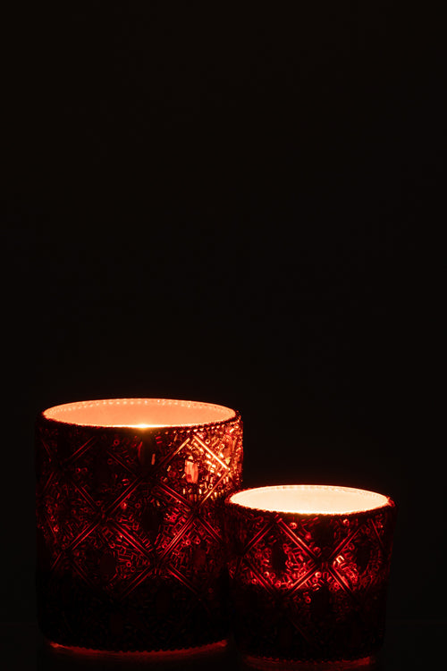 J-Line theelichthouder - glaskralen - donkerbruin/roestbruin - large - vtwonen shop