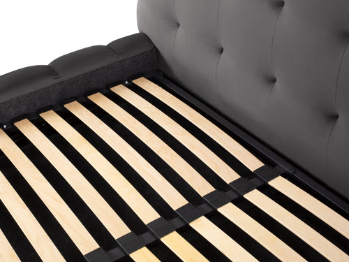Cosmopolitan Design Opbergbed met hoofdeinde Bali 140x200cm, flueel, grijs - 230x165x125cm