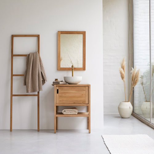 Tikamoon Massief teakhouten wastafelmeubel 60 cm - Naturel