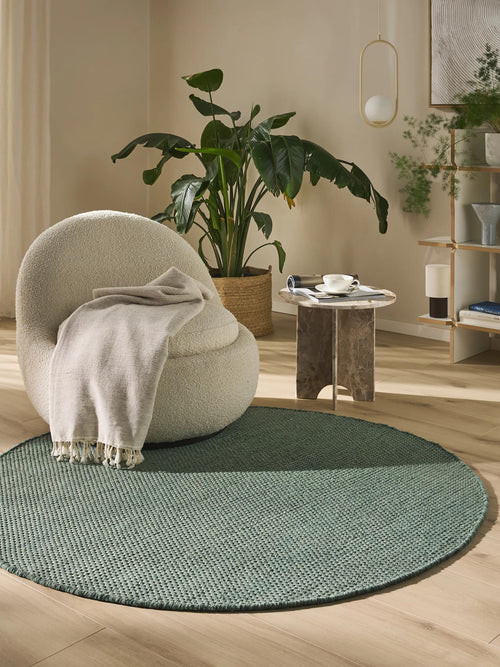 benuta wollen vloerkleed Rocco - groen - ø 150 cm