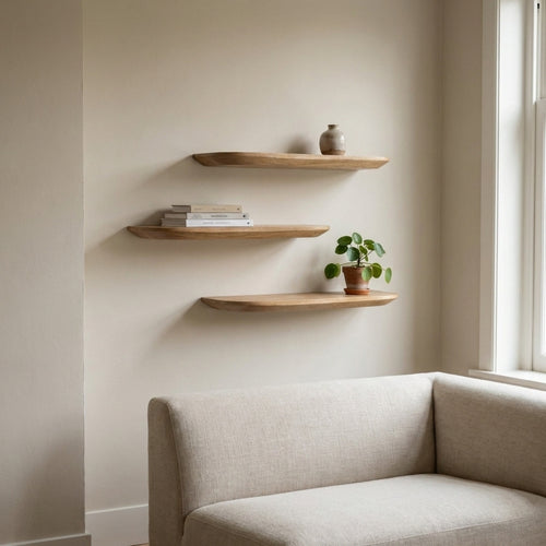 Starfurn Wandplank Gusta - Naturel Hout - 60x20x4cm - Set van 3