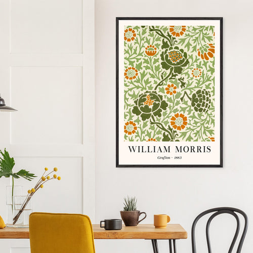 Artfulprints Poster met Lijst William Morris - Grafton 1883   - A4 21x29.7 cm - Groen