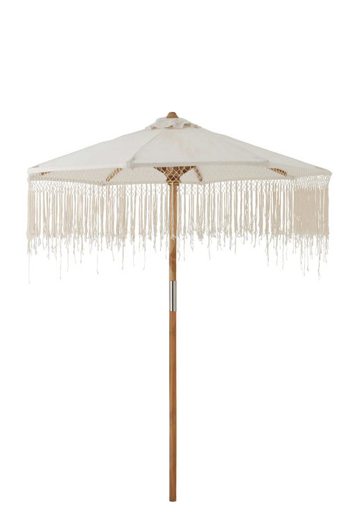 J-Line parasol Macrame - hout - ecru