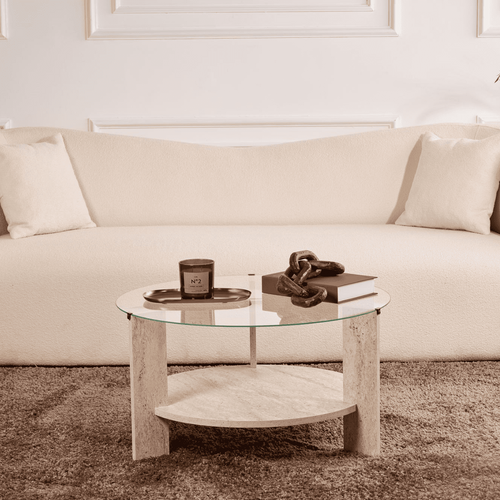 Calicosy - CLARA Salontafel met 2 bladen - Eiken - 75x75x40 cm