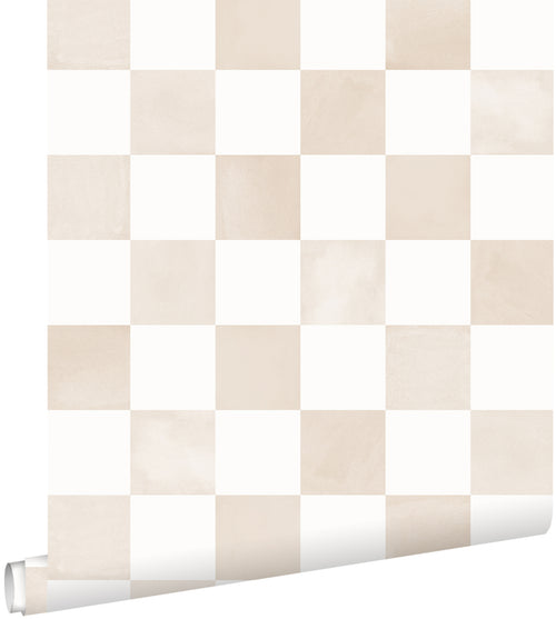 ESTAhome behang geblokt motief beige en wit - 53 cm x 10.05 m - 131291 - vtwonen shop