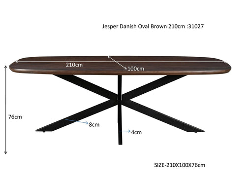 Livingfurn eetkamertafel Jesper Danish Oval - 210cm -  mangohout - bruin - vtwonen shop