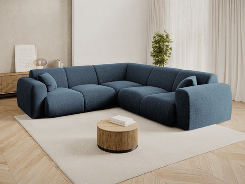 Cosmopolitan Design Symmetrische hoekbank Nolio 5-zits, chenille koningsblauw - 252x252x72cm