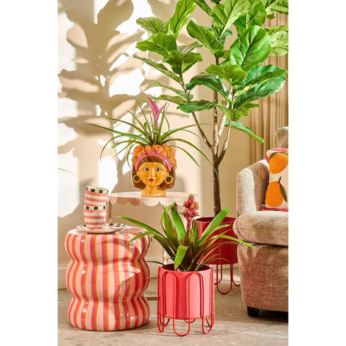 Mica Decorations Funny Bloempot Binnen - L20 x B20 x H22 cm - Dolomiet - Oranje