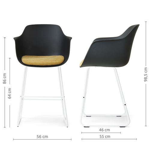 Nolon Nino-Liz barkruk zwart met warm oker zitkussen - wit onderstel - 65 cm