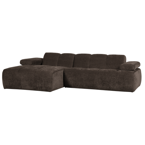 WOOOD chaise longue bank links Mojo - Geweven Ribstof - Bruin - 74x284x160